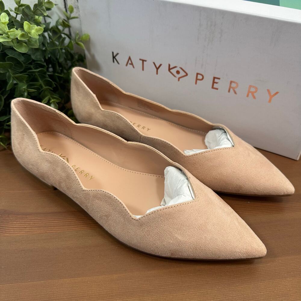 Katy Perry Collections Nude/Taupe Pointed Toe Scalloped Flats